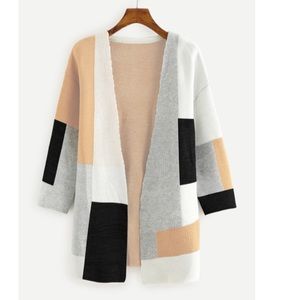Colorblock Open Front Cardigan